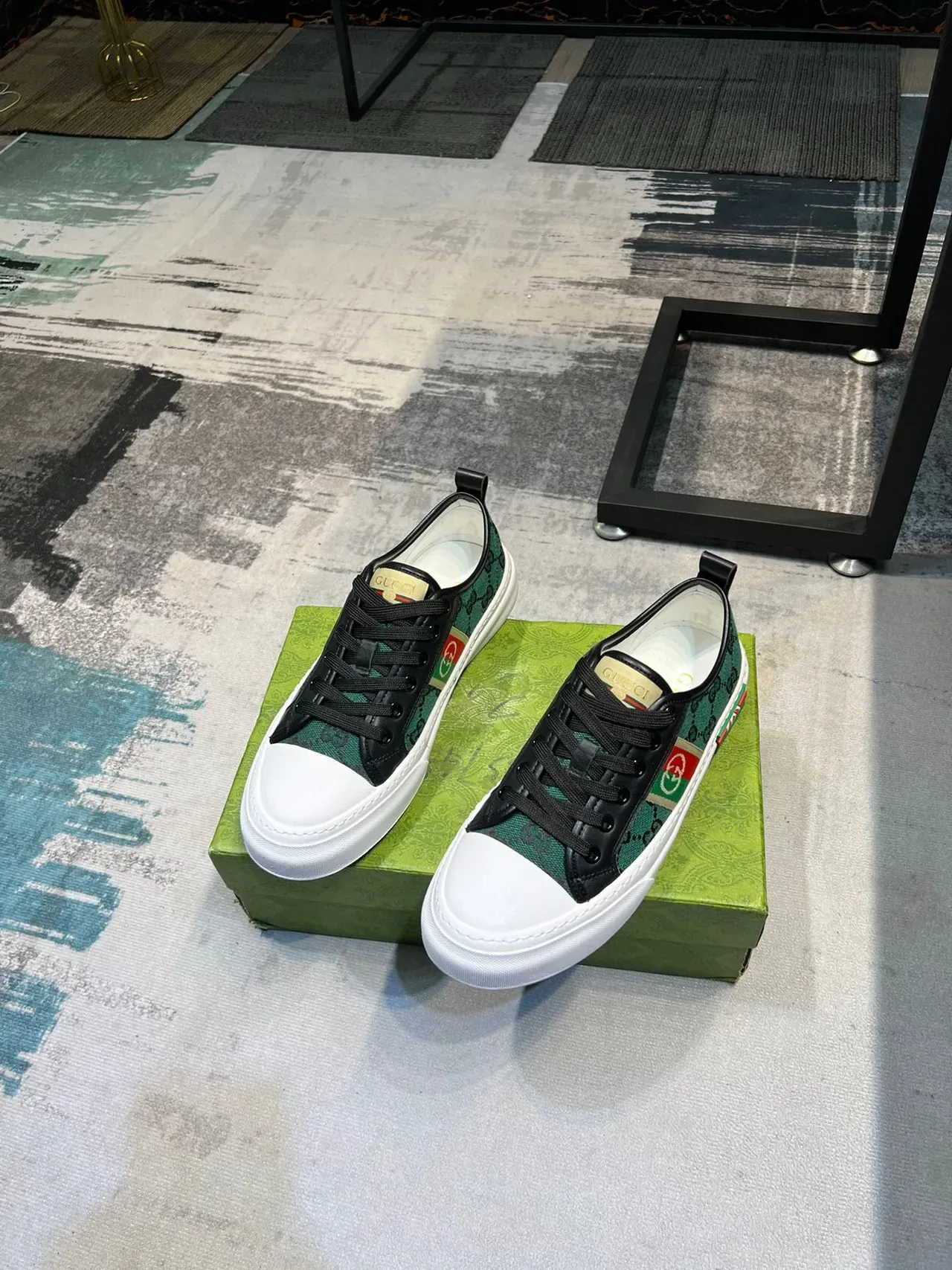Gucci Tennis 1977 Vert GG Monogram Web Stripe Lifestyle Sneakers 6