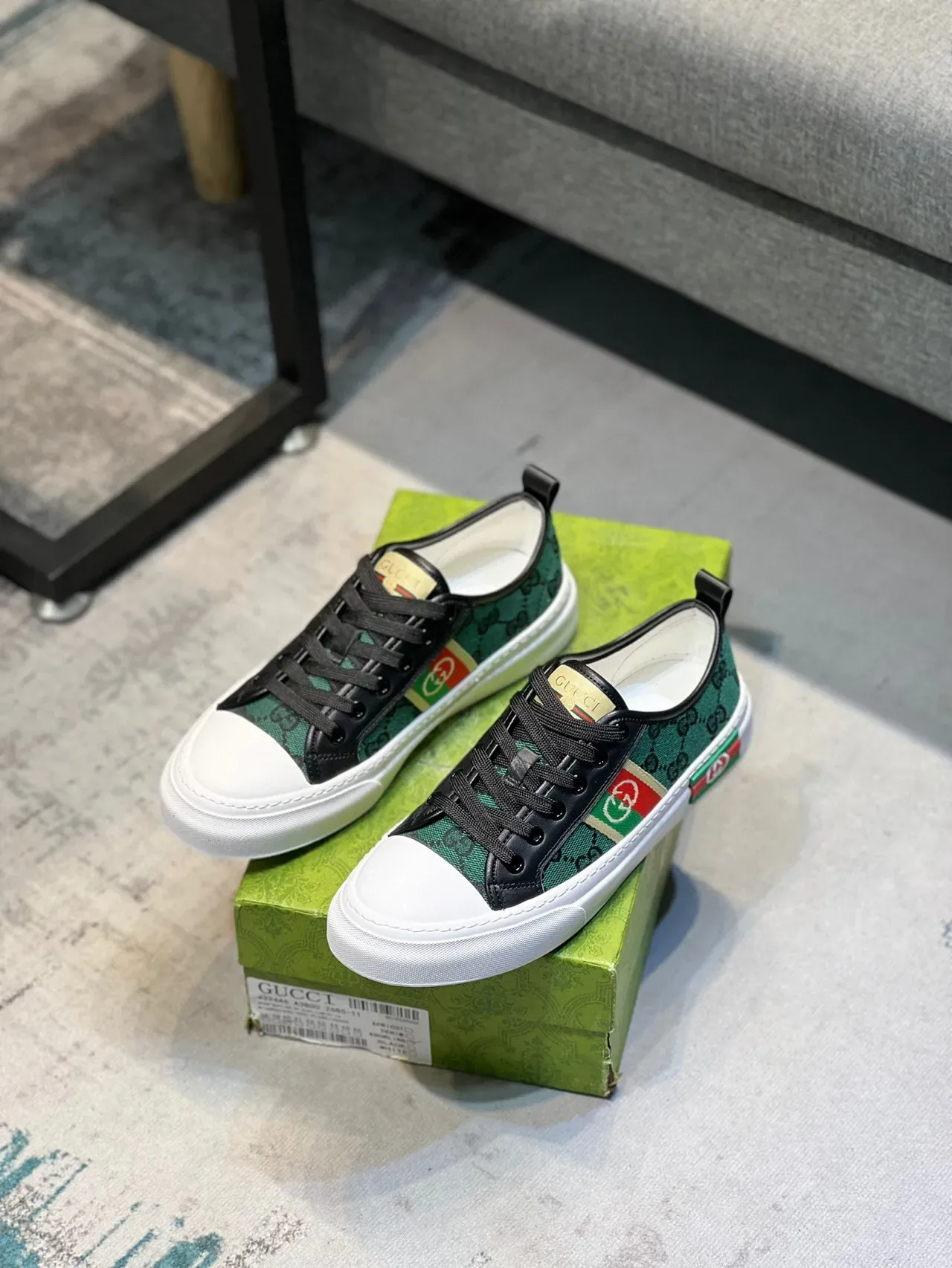 Gucci Tennis 1977 Vert GG Monogram Web Stripe Lifestyle Sneakers 7