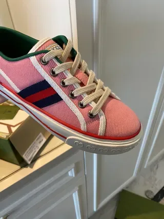 Gucci Tennis 1977 Pink Canvas Web Stripe Lifestyle Sneakers 5