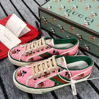 Gucci Tennis 1977 Pink Mickey Mouse Print Lifestyle Sneakers