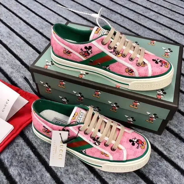 Gucci Tennis 1977 Pink Mickey Mouse Print Lifestyle Sneakers 2