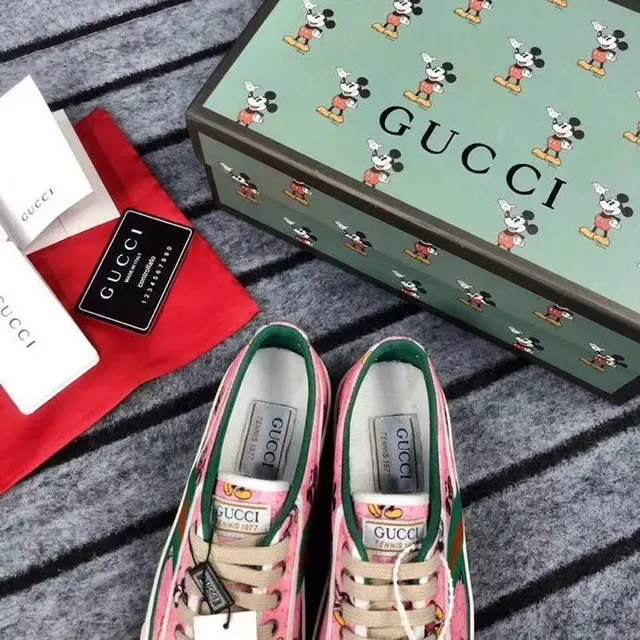 Gucci Tennis 1977 Pink Mickey Mouse Print Lifestyle Sneakers 3