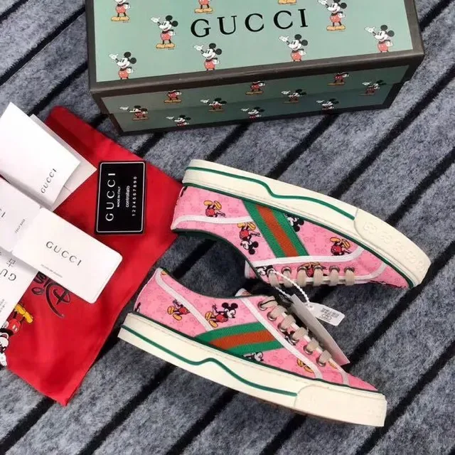 Gucci Tennis 1977 Pink Mickey Mouse Print Lifestyle Sneakers 4