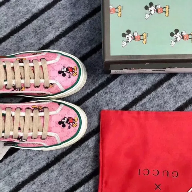 Gucci Tennis 1977 Pink Mickey Mouse Print Lifestyle Sneakers 5