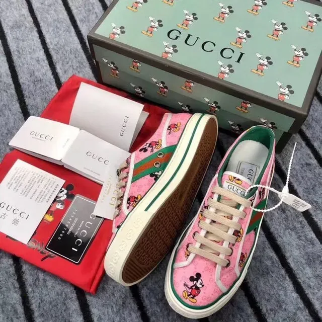 Gucci Tennis 1977 Pink Mickey Mouse Print Lifestyle Sneakers 6