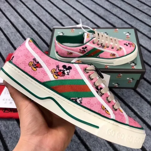 Gucci Tennis 1977 Pink Mickey Mouse Print Lifestyle Sneakers 7