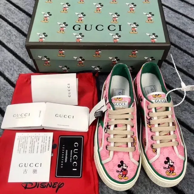 Gucci Tennis 1977 Pink Mickey Mouse Print Lifestyle Sneakers 8