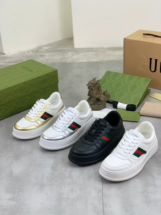 Gucci Tennis 1977 White and Silver Web Stripe Lifestyle Sneakers 2