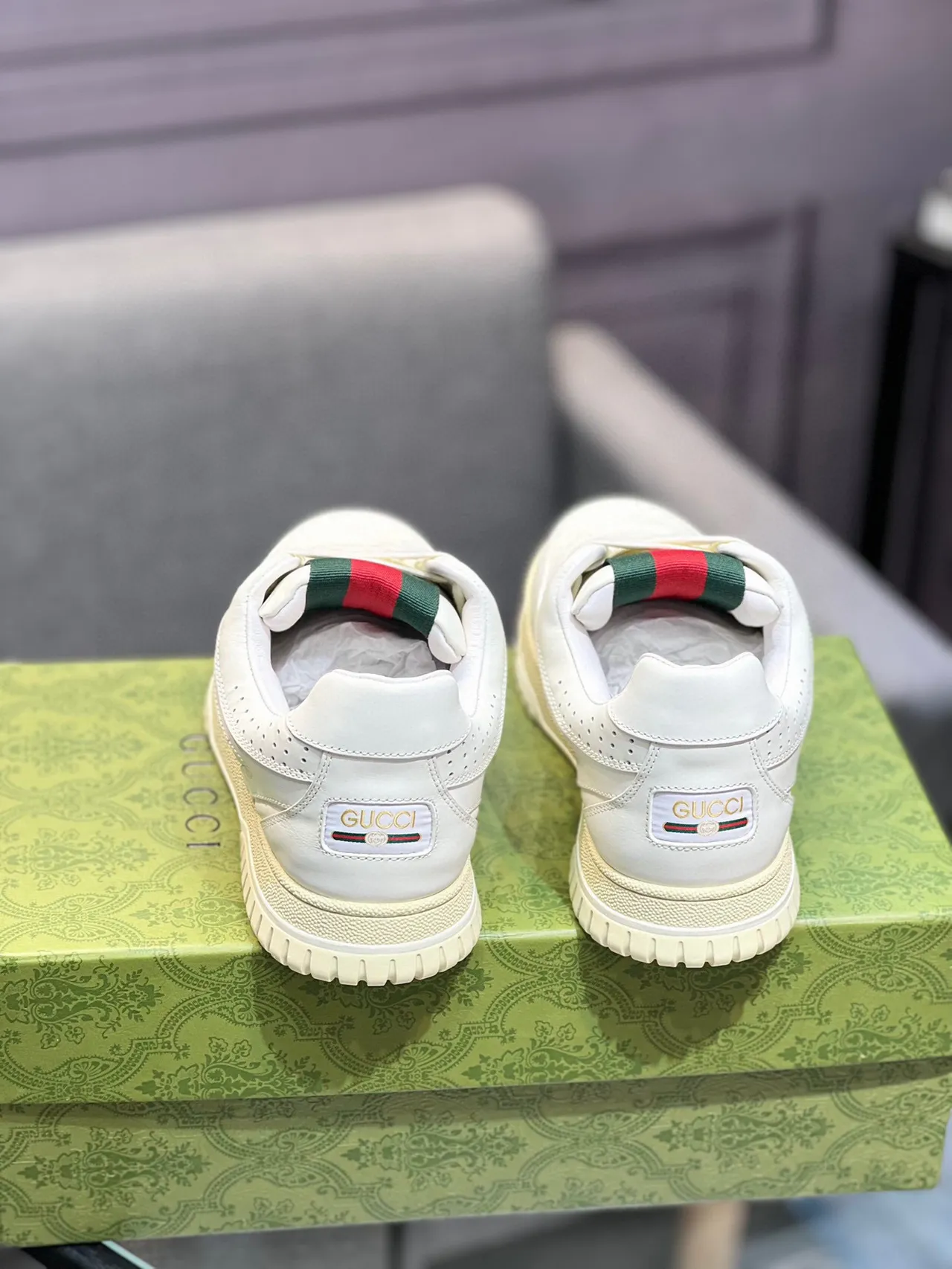 Gucci Tennis 1977 White Leather Web Stripe Lifestyle Sneakers 3