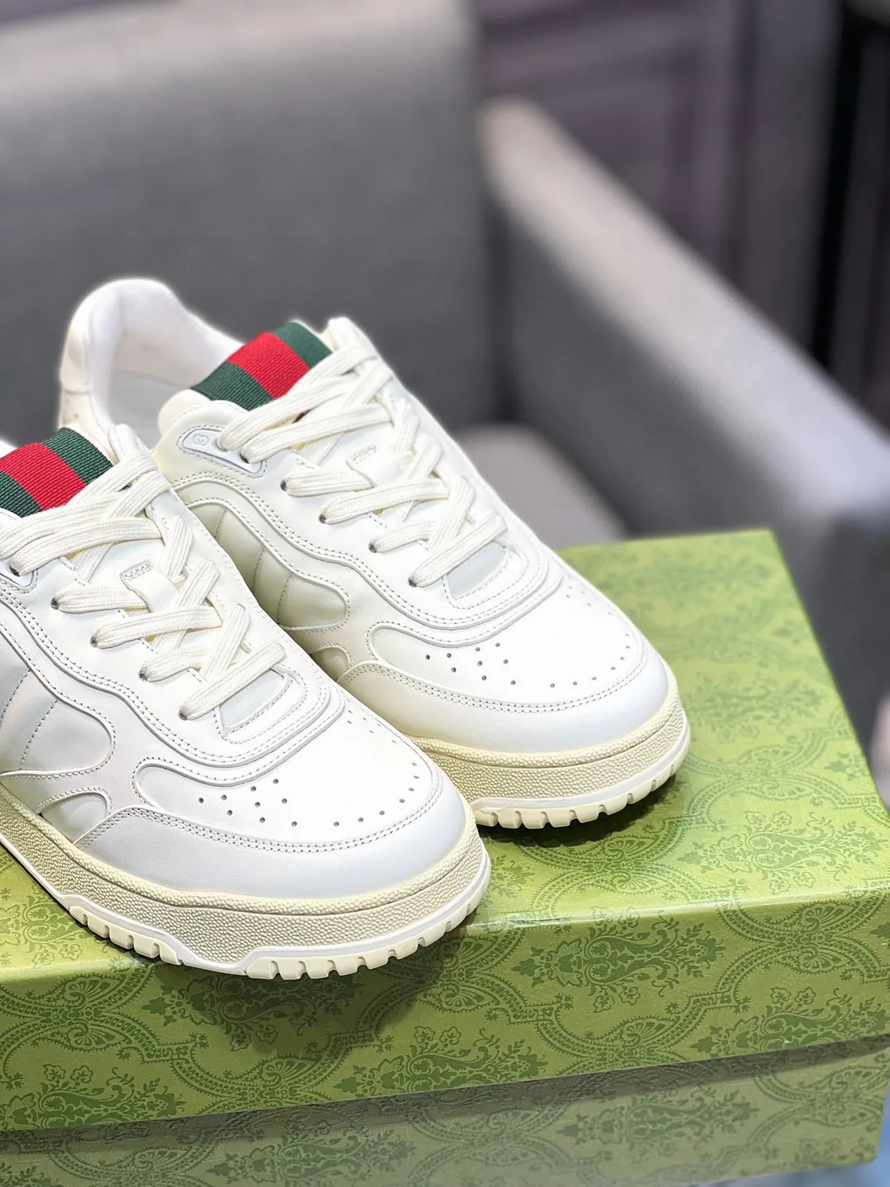 Gucci Tennis 1977 White Leather Web Stripe Lifestyle Sneakers 4