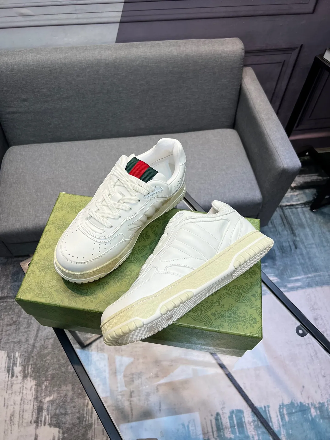 Gucci Tennis 1977 White Leather Web Stripe Lifestyle Sneakers 8