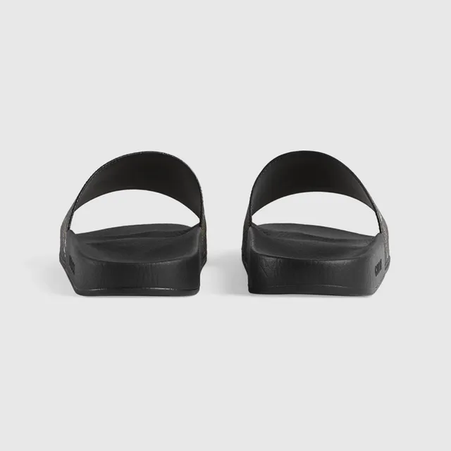 Gucci Tiger Slide Black GG Supreme Strap Slippers 4