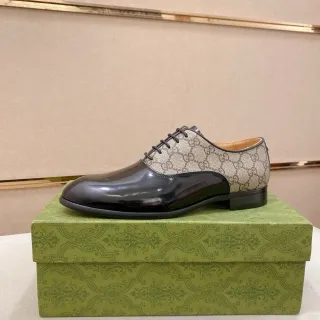 Gucci Two-Tone GG Monogram Patent Leather Oxford Shoes