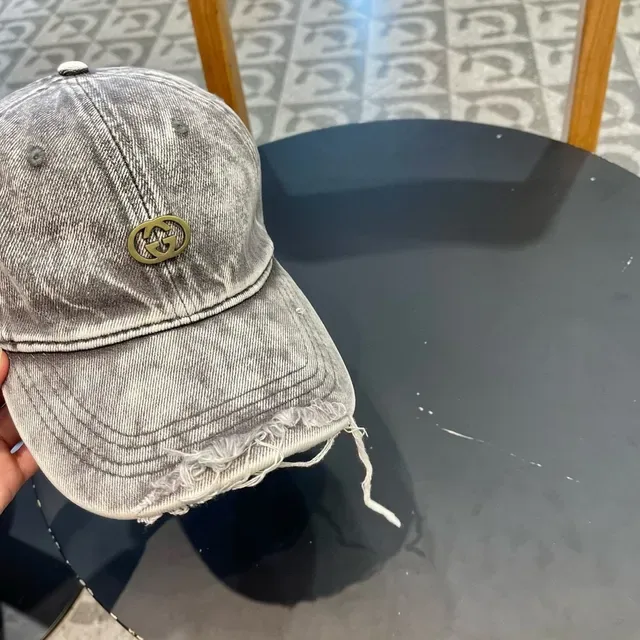 Gucci Washed Gray Denim Baseball Cap 5
