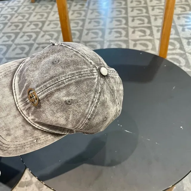 Gucci Washed Gray Denim Baseball Cap 7