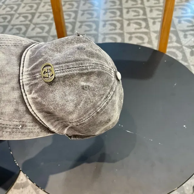 Gucci Washed Gray Denim Baseball Cap 9