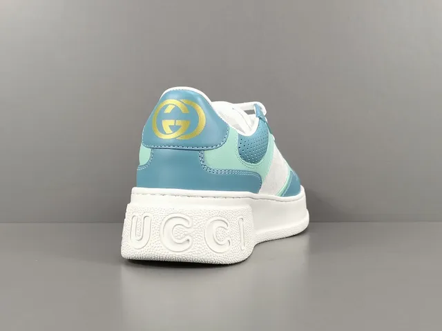 Gucci White Blue Color-Blocked Leather GG Monogram Canvas Lifestyle Sneakers 15