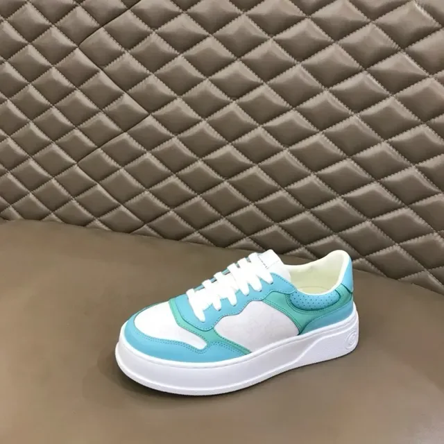 Gucci White Blue Platform Sole GG Monogram Panel Lifestyle Sneakers 4