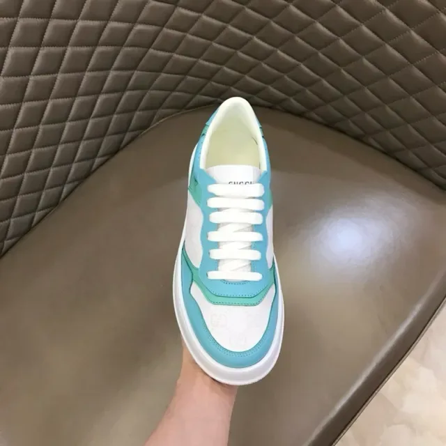 Gucci White Blue Platform Sole GG Monogram Panel Lifestyle Sneakers 7
