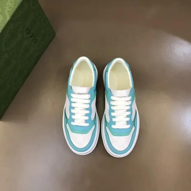 Gucci White Blue Platform Sole GG Monogram Panel Lifestyle Sneakers 8