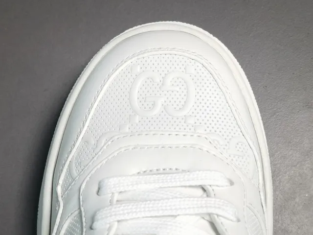Gucci White Gold Platform Sole Perforated Leather Lifestyle Sneakers 4