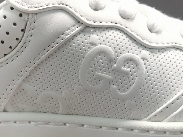 Gucci White Gold Platform Sole Perforated Leather Lifestyle Sneakers 5