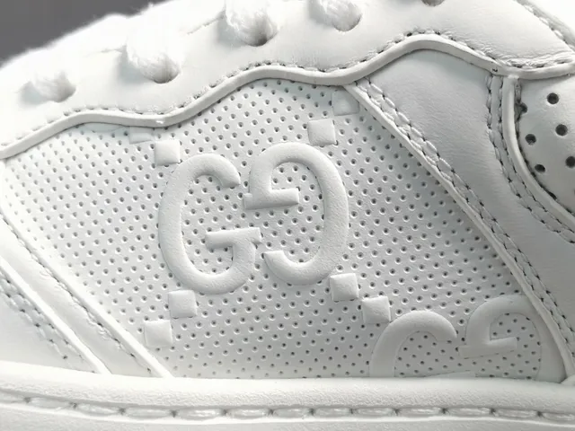 Gucci White Gold Platform Sole Perforated Leather Lifestyle Sneakers 10