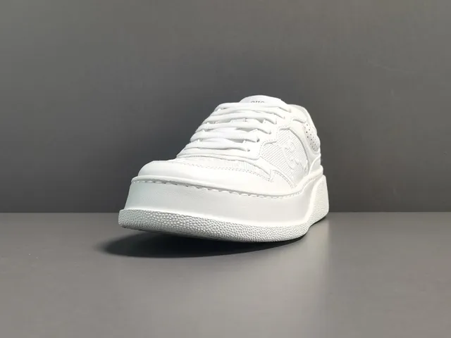 Gucci White Gold Platform Sole Perforated Leather Lifestyle Sneakers 12