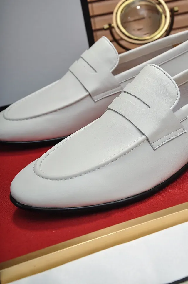 Gucci White Leather Penny Strap Loafers 3