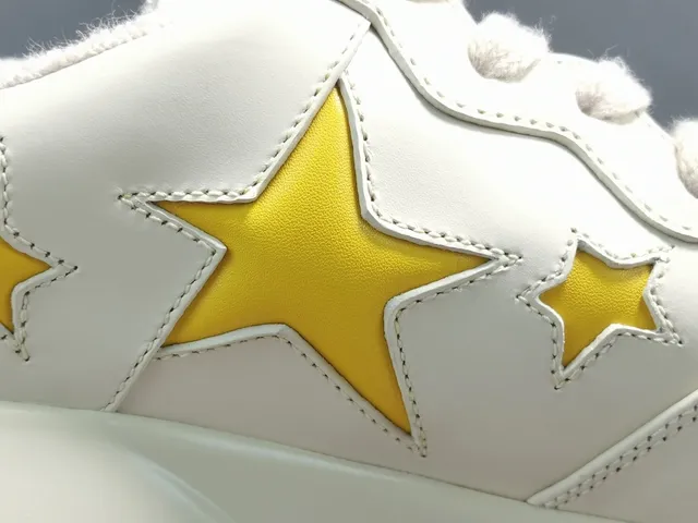 Gucci White Yellow Sole Star Appliqués Chunky Sneakers 4