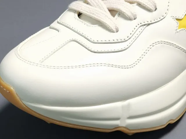 Gucci White Yellow Sole Star Appliqués Chunky Sneakers 5