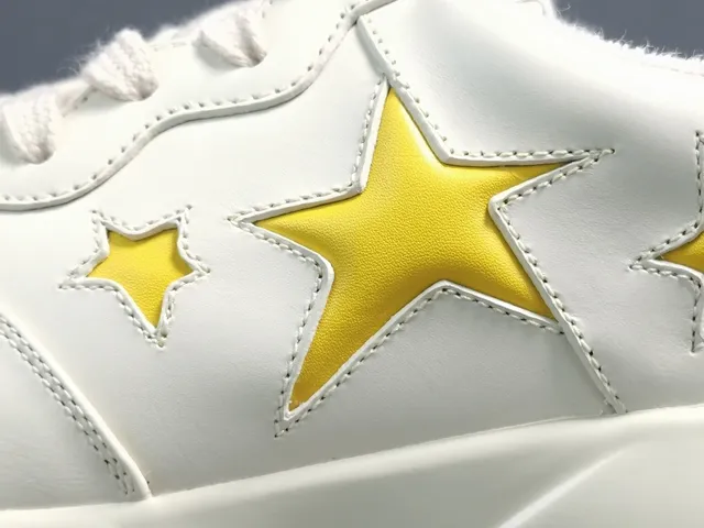 Gucci White Yellow Sole Star Appliqués Chunky Sneakers 8