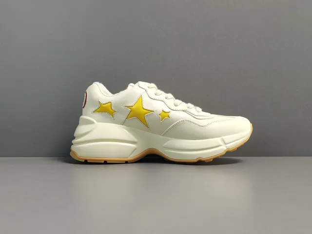 Gucci White Yellow Sole Star Appliqués Chunky Sneakers 11