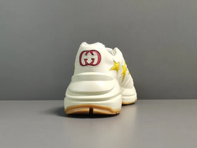 Gucci White Yellow Sole Star Appliqués Chunky Sneakers 14