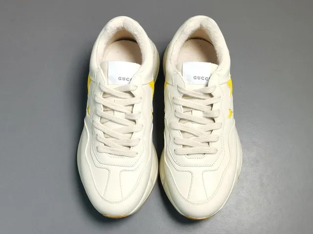 Gucci White Yellow Sole Star Appliqués Chunky Sneakers 15
