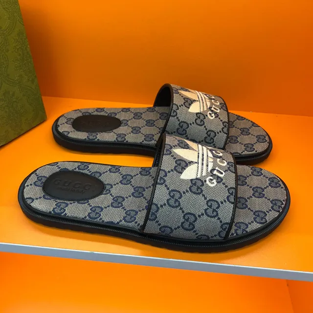 Gucci x Adidas Screener Slide Gray GG Monogram Slippers 5