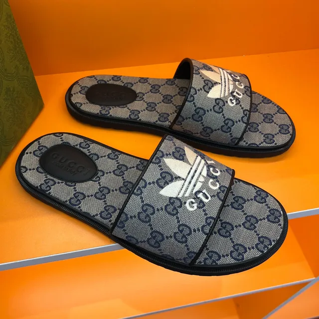 Gucci x Adidas Screener Slide Gray GG Monogram Slippers 8