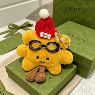 Gucci Yellow Red Plush Star-Shaped Goggle Accessory Handbag