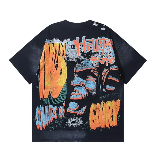 Camiseta Hellstar gráfica oversized distressed 3