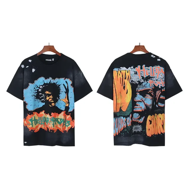 Camiseta Hellstar gráfica oversized distressed 4