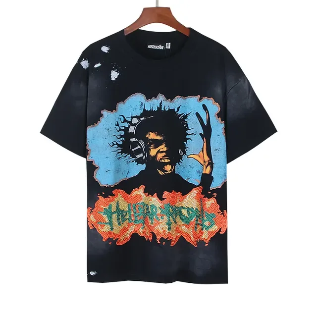 Camiseta Hellstar gráfica oversized distressed 5