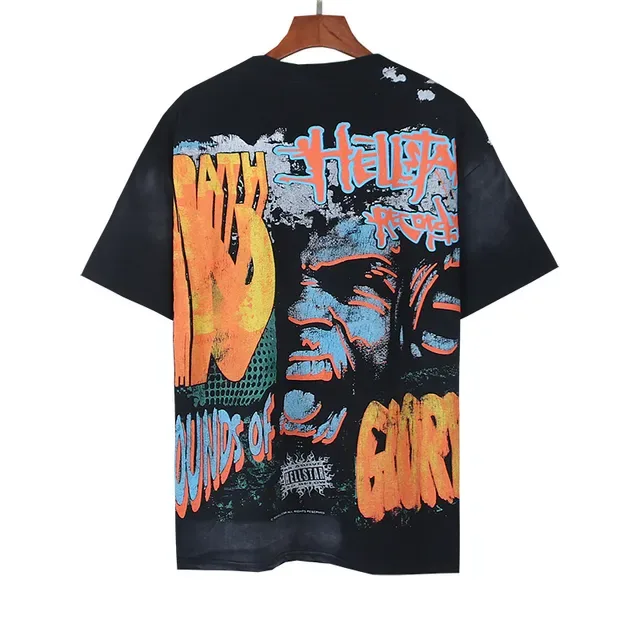 Camiseta Hellstar gráfica oversized distressed 6