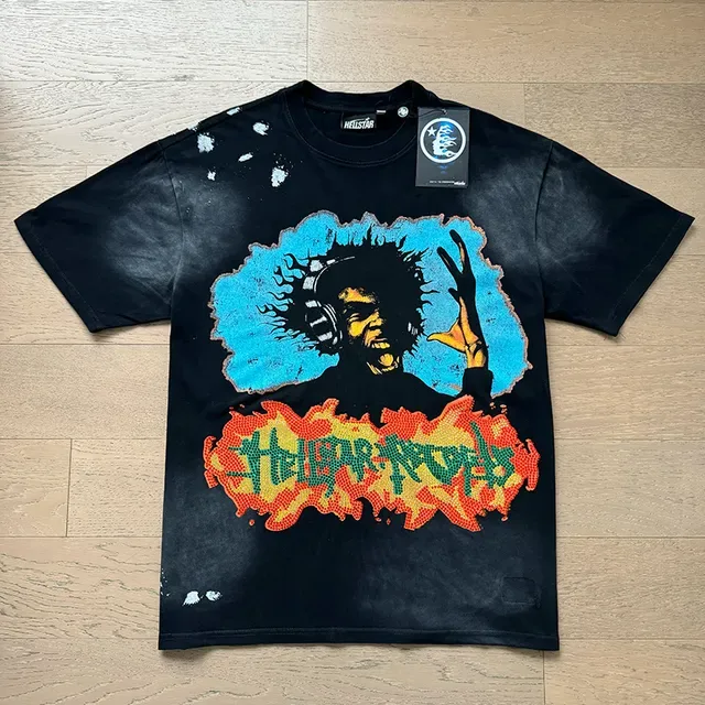 Camiseta Hellstar gráfica oversized distressed 8
