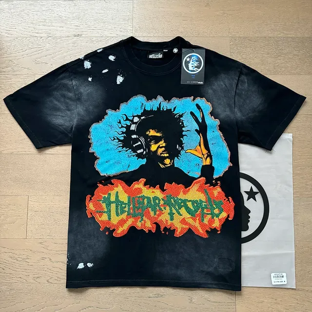 Camiseta Hellstar gráfica oversized distressed 9