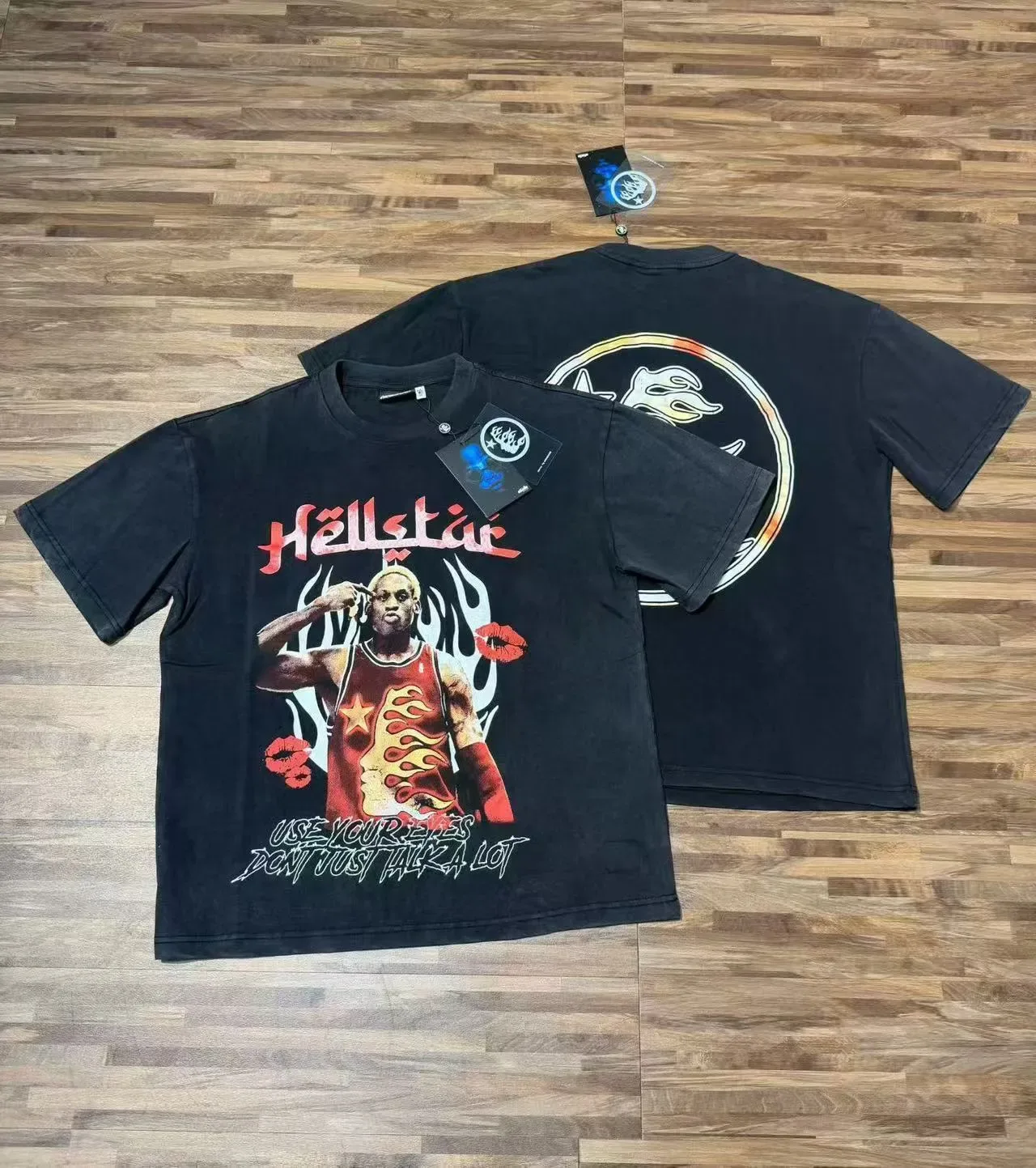Hellstar Graphic Tee Black Flame Motif T-Shirt 2