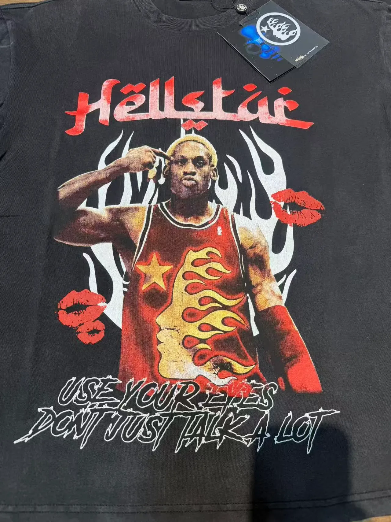 Hellstar Graphic Tee Black Flame Motif T-Shirt 6