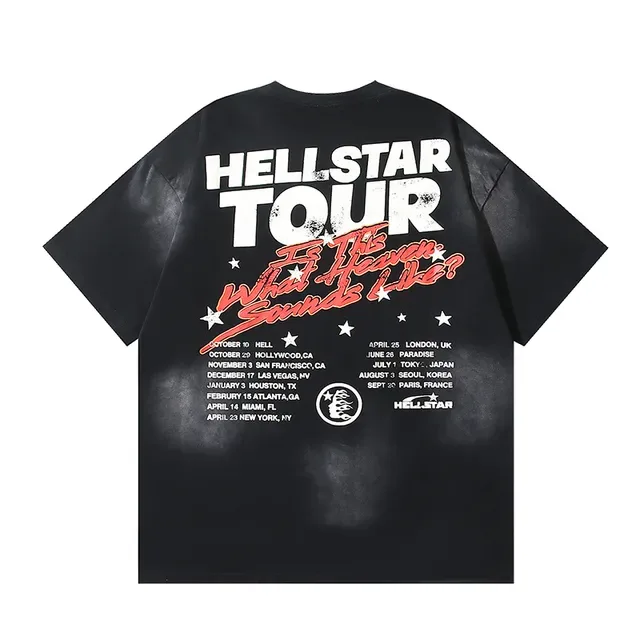Hellstar Records Flame Graphic Acid Wash تراكसوت أسود 11