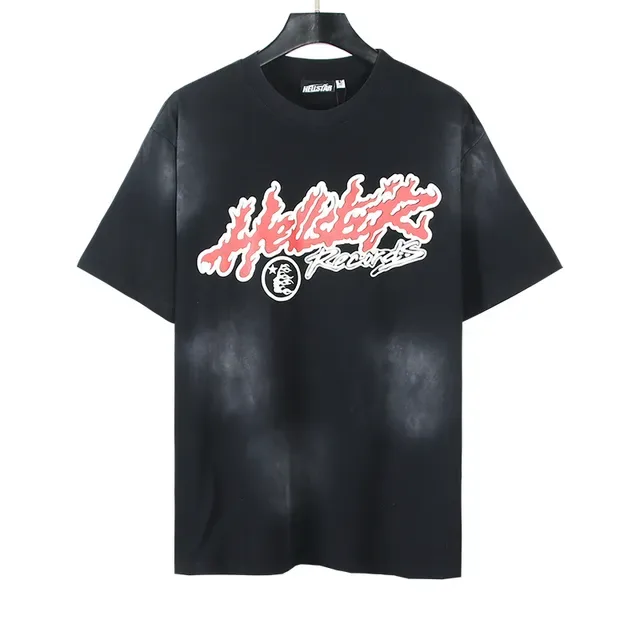 Hellstar Records Flame Graphic Acid Wash تراكसوت أسود 13