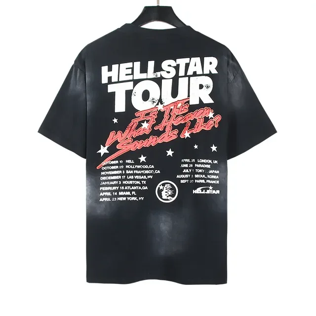 Hellstar Records Flame Graphic Acid Wash تراكसوت أسود 14