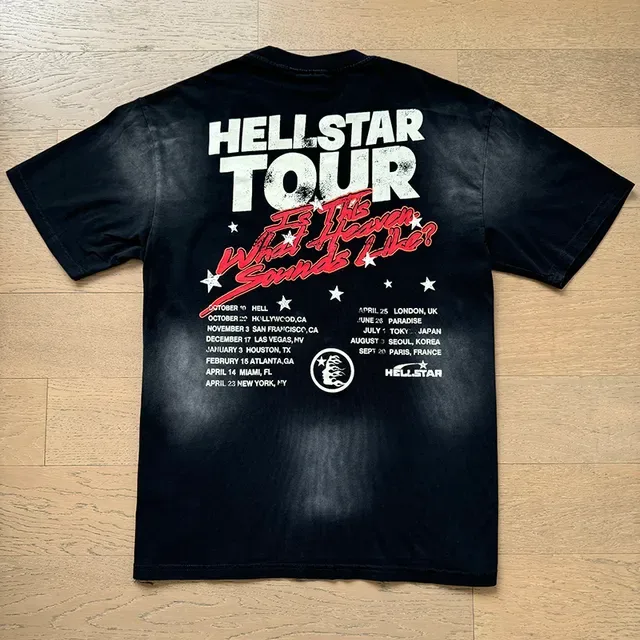 Hellstar Records Flame Graphic Acid Wash تراكसوت أسود 21